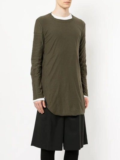 Shop First Aid To The Injured Long Line Shirt With Ribbed Panel Details In Green