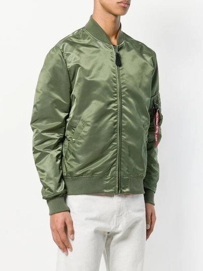 Shop Alpha Industries Arm Pocket Bomber Jacket In Green