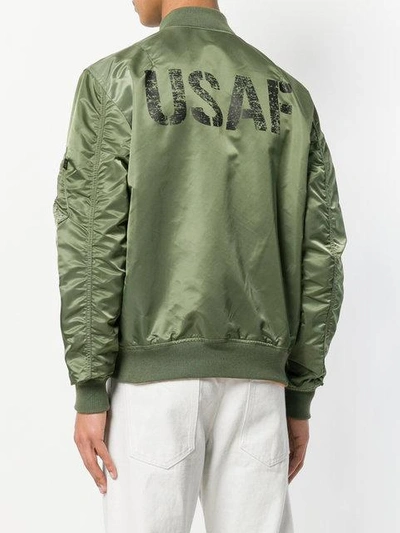 Shop Alpha Industries Arm Pocket Bomber Jacket In Green