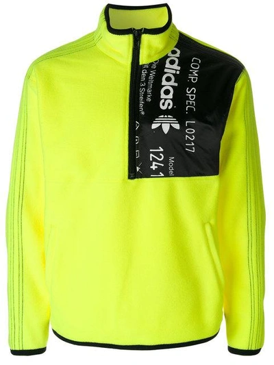 Shop Adidas Originals By Alexander Wang Half Zip Fleece Sweatshirt In Yellow