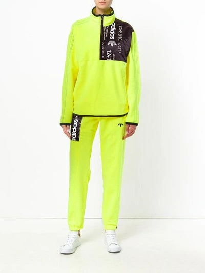 Shop Adidas Originals By Alexander Wang Half Zip Fleece Sweatshirt In Yellow