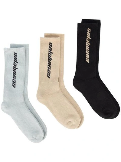 Shop Yeezy Calabasas Socks Set In Black