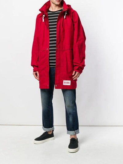 Shop Napa By Martine Rose Hooded Button Coat In Red