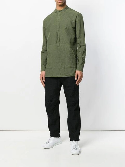 Shop Andrea Ya'aqov Longline Pouch Pocket Shirt In Green