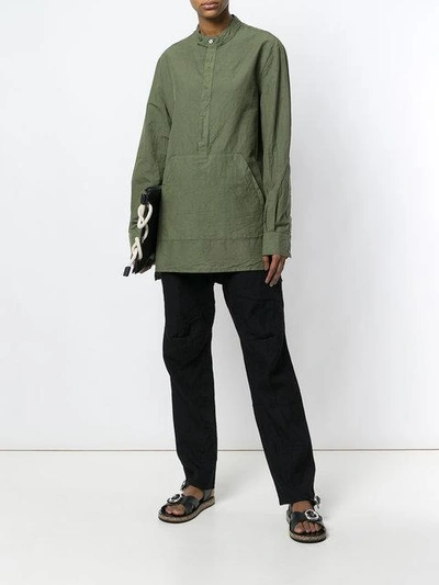 Shop Andrea Ya'aqov Longline Pouch Pocket Shirt In Green