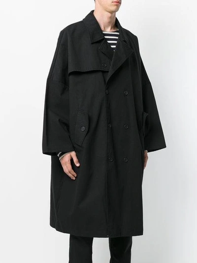Shop Yuiki Shimoji Oversized Trench Coat In Black