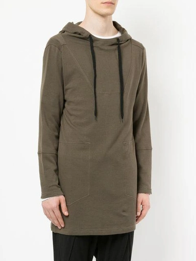 Shop First Aid To The Injured Long Line Hoodie In Green