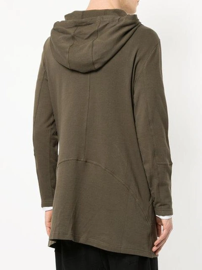 Shop First Aid To The Injured Long Line Hoodie In Green
