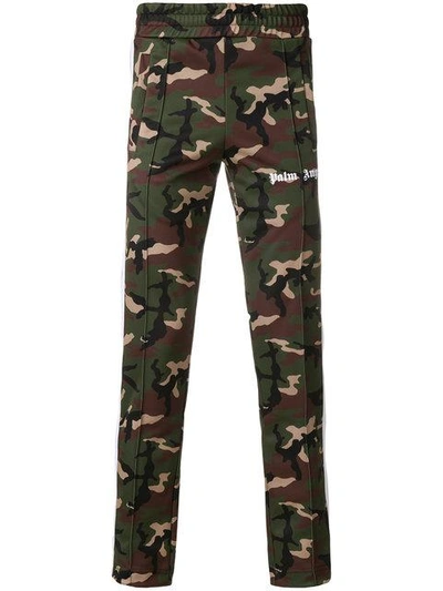 Shop Palm Angels Camouflage Print Track Pants  In Multicolour ,green