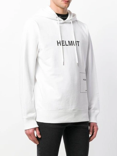 Shop Helmut Lang Logo Print Hoodie - White