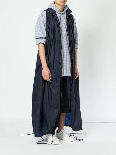 Shop Blindness Oversize Sleeveless Coat In Blue