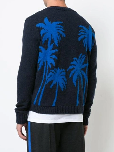 Shop The Elder Statesman Palm Tree Jumper - Blue