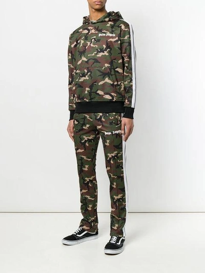 Shop Palm Angels Camouflage Hoodie - Green