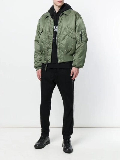 Shop Alyx Logo Bomber Jacket In Green