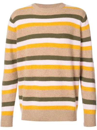 Shop The Elder Statesman Striped Sweater In Yellow & Orange