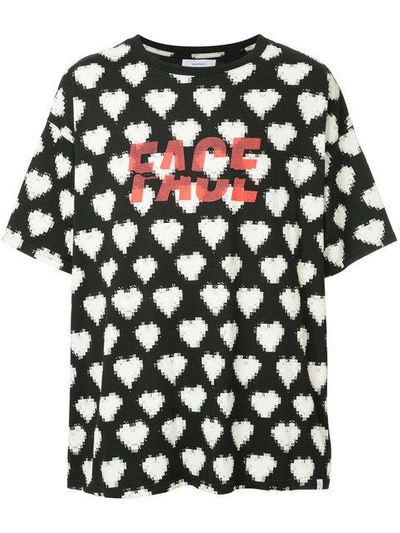 Shop Facetasm Heart Print T-shirt - Black