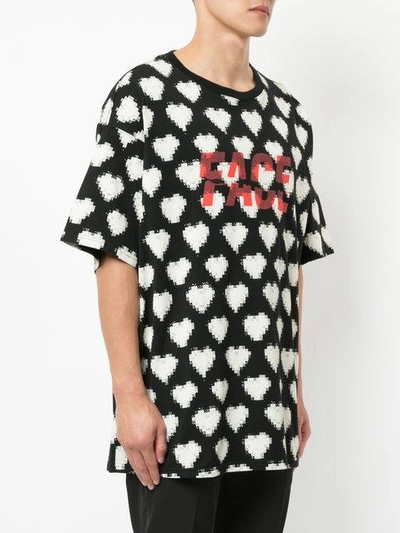 Shop Facetasm Heart Print T-shirt - Black