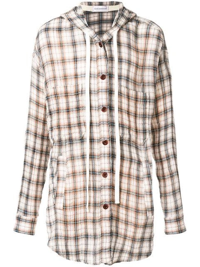Shop Faith Connexion Hooded Flannel Shirt In Neutrals