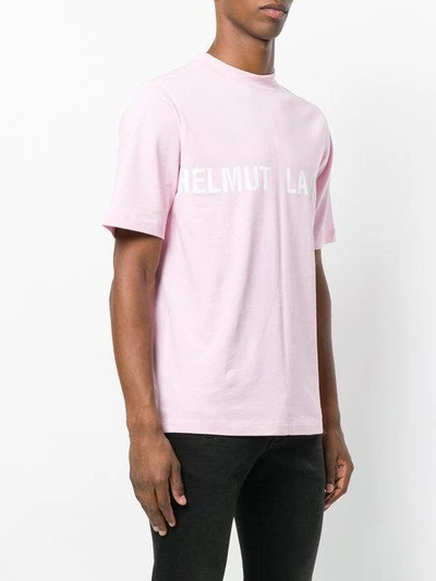 Shop Helmut Lang Logo Print Tee - Pink & Purple