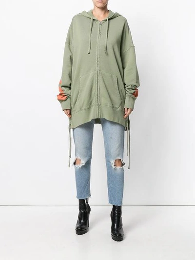 Shop Faith Connexion Oversized Zipped Hoodie In Green