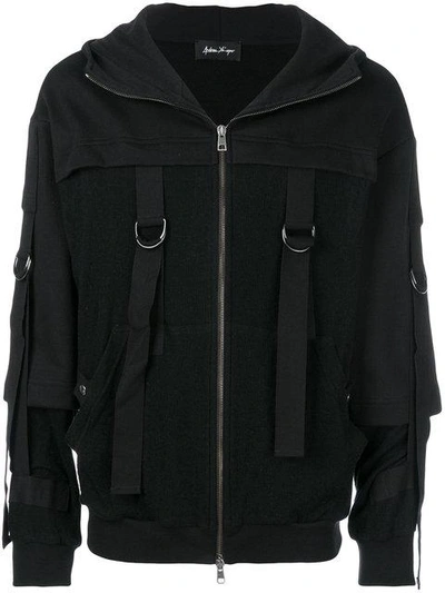 Shop Andrea Ya'aqov Zip Front Hoodie - Black