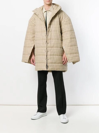 Shop A.w.a.k.e. Oversized Checked Coat In Neutrals