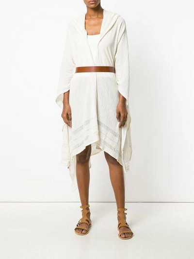 Shop Caravana Hooded Frayed Edge Shawl In Neutrals