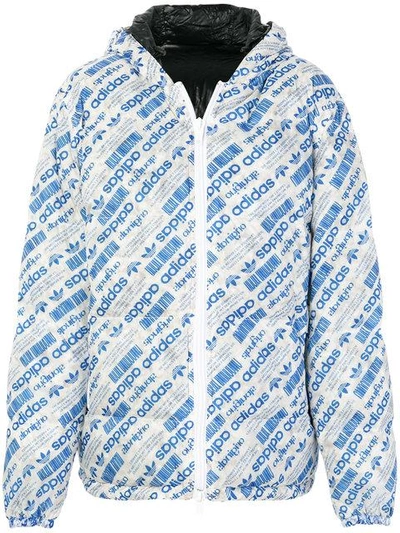 Shop Adidas Originals By Alexander Wang Reversible Logo Print Padded Jacket In Blue