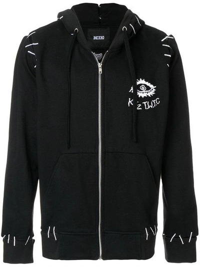 Shop Ktz Monster And Pin Embroidery Hooded Jacket In Black