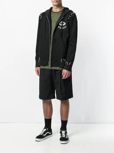 Shop Ktz Monster And Pin Embroidery Hooded Jacket In Black