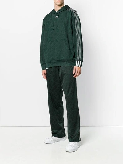 Shop Adidas Originals By Alexander Wang Logo Print Hoodie - Green