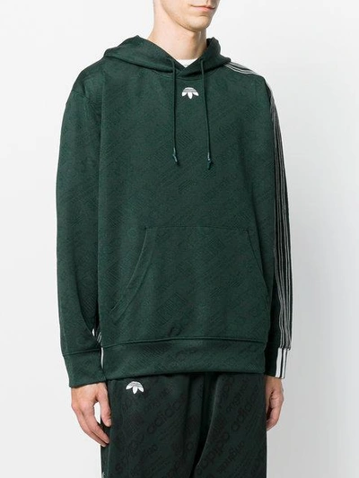 Shop Adidas Originals By Alexander Wang Logo Print Hoodie - Green