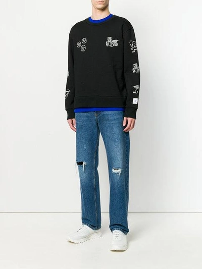 Shop Xander Zhou Printed Sweatshirt - Black
