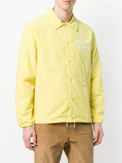 Shop Maison Kitsuné Logo Windbreaker Jacket In Yellow