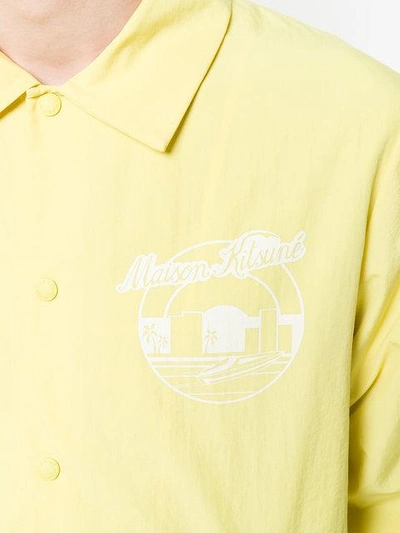 Shop Maison Kitsuné Logo Windbreaker Jacket In Yellow