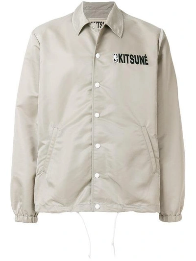 Shop Maison Kitsuné Maison Kitsune X Nba Hooded Coach Jacket In Grey