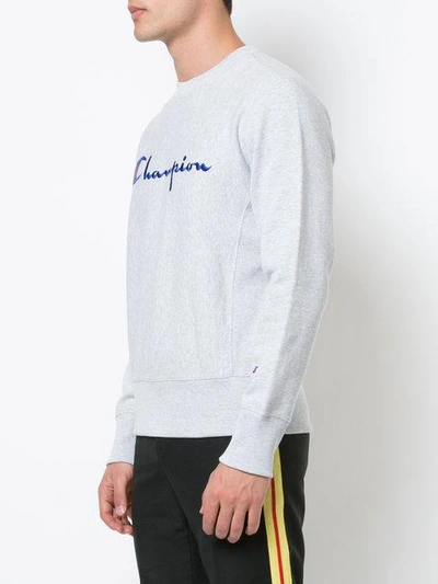Shop Champion Logo Jersey Sweater In Grey