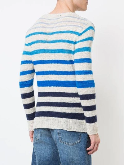 Shop The Elder Statesman Skyline Stripe Sweater In Blue