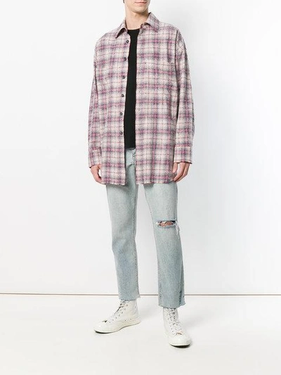 Shop Faith Connexion Checked Studded Oversize Shirt In Neutrals