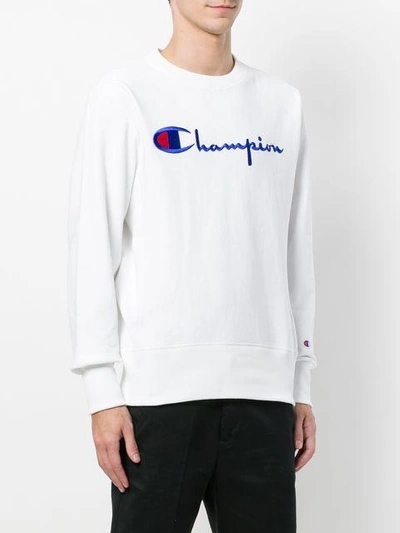 Shop Champion Logo-embroidered Sweatshirt In White