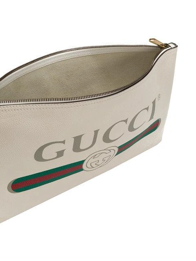 Shop Gucci Logo Clutch In White