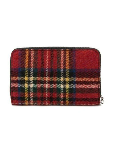 Shop Loewe Tartan Logo Embossed Wallet In 8875 Black/multicolor Tartan