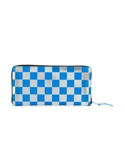 Shop Comme Des Garçons Play Checked Wallet In Blue