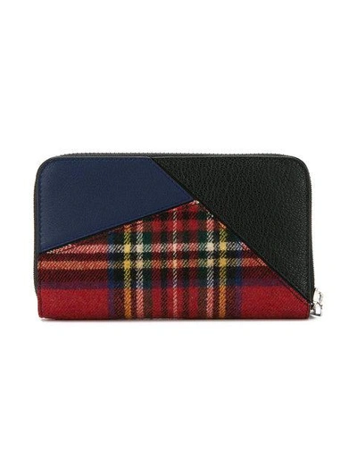 Shop Loewe Tartan Logo Embossed Wallet In 8875 Black/multicolor Tartan