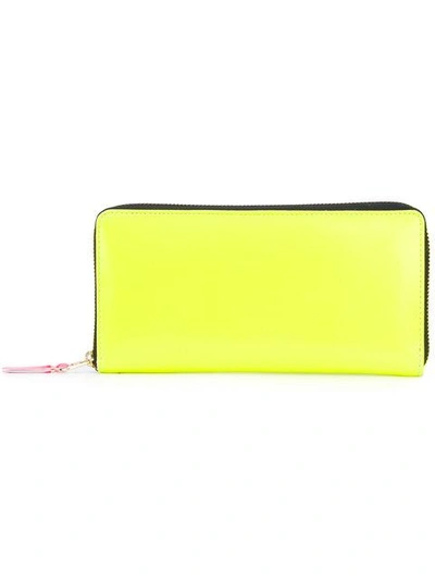 Shop Comme Des Garçons Neon Zip Around Wallet In Yellow