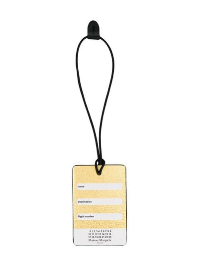 Shop Maison Margiela Gold Frequent Flyer Printed Luggage Tag In Metallic