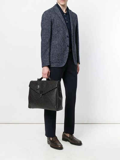 Shop Bottega Veneta Espresso Intrecciato Nappa Briefcase In Brown