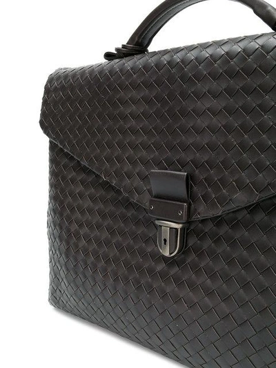 Shop Bottega Veneta Espresso Intrecciato Nappa Briefcase In Brown