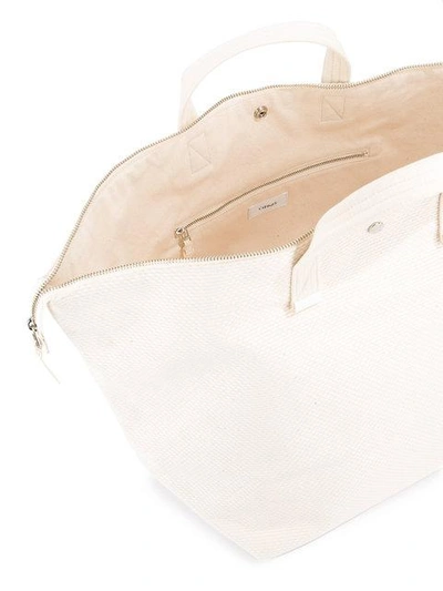 Shop Cabas Bowler Textured Cotton Tote Bag In White