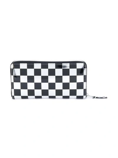 Shop Comme Des Garçons Checked Zip Around Wallet In Black